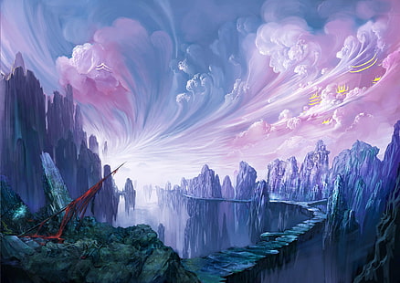 clouds, fantastic, fantasy, landscape, magic, magical, world, HD wallpaper HD wallpaper