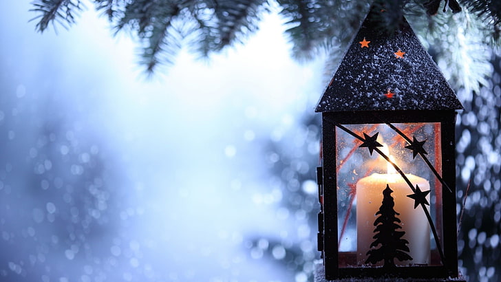 Christmas, holiday, lantern, HD wallpaper