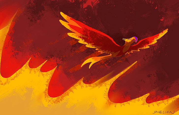 ilustrasi burung kuning, merah, dan oranye, My Little Pony, Philomena, Stealth_MLP, Wallpaper HD
