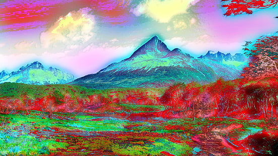 blaue, grüne und rote abstrakte Malerei, abstrakt, trippy, hell, LSD, HD-Hintergrundbild HD wallpaper