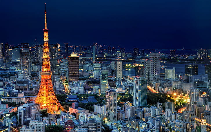 도시 풍경, 일본, 도쿄, 도쿄 타워, HD 배경 화면