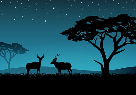 vektors, beschaffenheit, antilope, savanne, schirmdorn, landschaft, HD-Hintergrundbild HD wallpaper