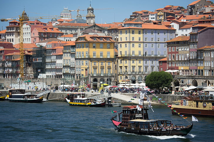 Miasta, Porto, Żuraw, Dom, Portugalia, Nabrzeże, Rzeka, Tapety HD
