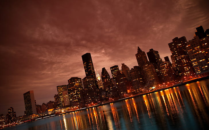 تأملات مانهاتن مدينة نيويورك ، تأملات ، مانهاتن، خلفية HD