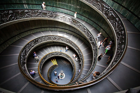 O Vaticano, escada em espiral, museus, HD papel de parede HD wallpaper