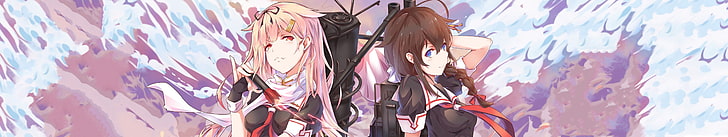 braunhaarige frau illustration, anime girls, anime, kantai sammlung, yuudachi (kancolle), shigure (kancolle), HD-Hintergrundbild