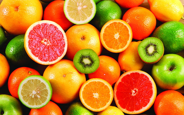 apel, warna-warni, buah, buah-buahan, stroberi, Wallpaper HD