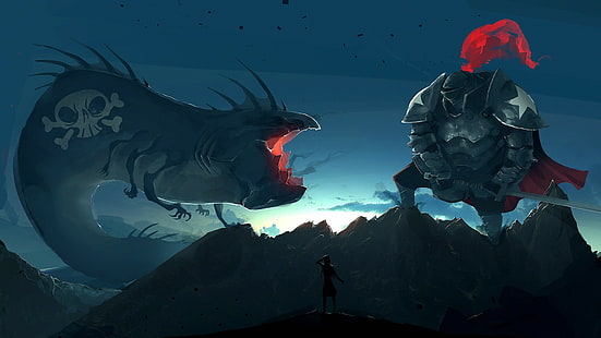 Giant Knight Monster Drawing HD, фантазия, рисунка, рицар, чудовище, гигант, HD тапет HD wallpaper