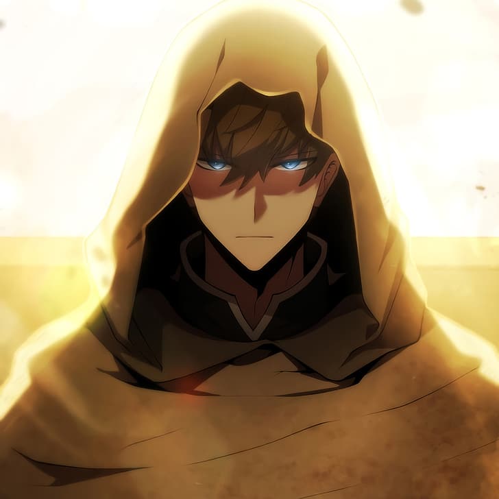 Hijo menor del maestro de la espada, manhwa, webtoon, cabello oscuro, ojos azules, sudadera con capucha marrón, Fondo de pantalla HD