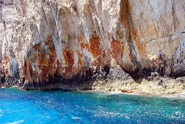 brown rock formation, sea, stones, rock, HD wallpaper