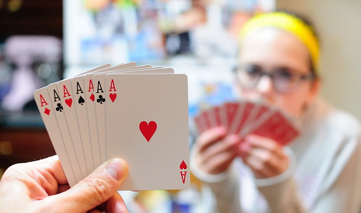 white and red playing cards, playing cards, aces, HD wallpaper