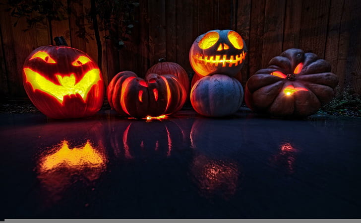 halloween, holiday, pumpkin, lanterns, faces, halloween, holiday, pumpkin, lanterns, faces, HD wallpaper