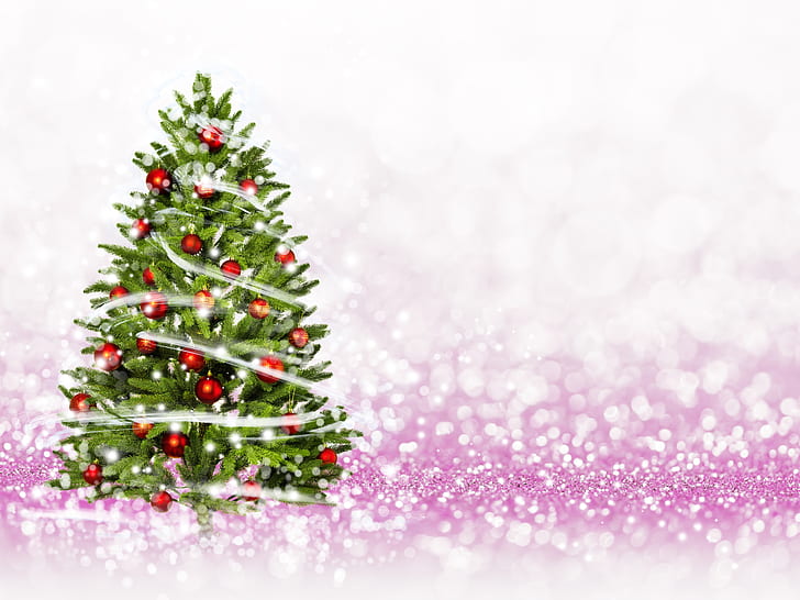 bollar, träd, nyår, jul, god jul, dekoration, jul, semesterfirande, HD tapet