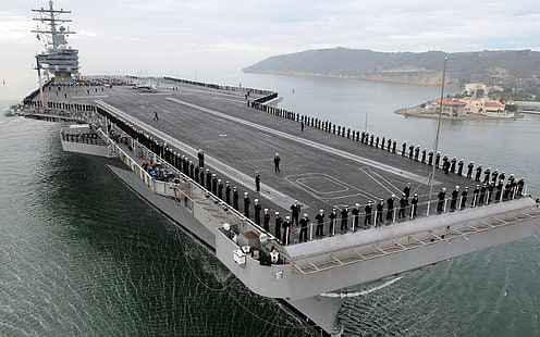 white and black aircraft carrier, aircraft carrier, HD wallpaper HD wallpaper