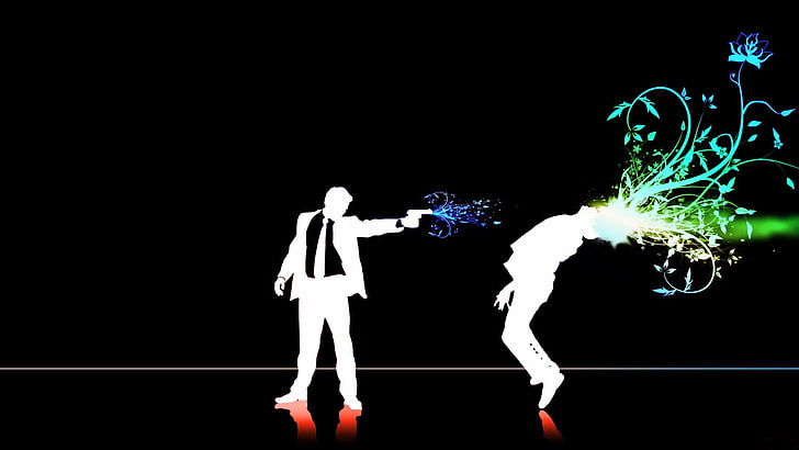 Mann im Anzug Jacke Schusswaffe Illustration, abstrakt, Waffe, Schießen, HD-Hintergrundbild