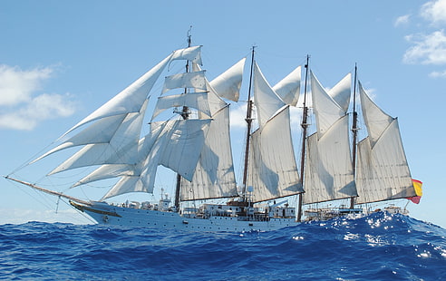 white sail ship, ship, sailing, sailing ship, HD wallpaper HD wallpaper