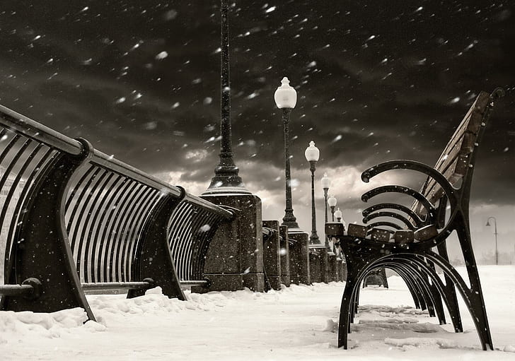 *** Kanada - Montral - Quebec ***, Winter, Architektur, Schnee, Brücken, Licht, Stadt, Nacht, Natur und Landschaften, HD-Hintergrundbild