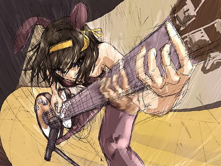 Suzumiya Haruhi, Die Melancholie von Haruhi Suzumiya, Anime Girls, Gitarre, Band, Hasenohren, Anime, HD-Hintergrundbild