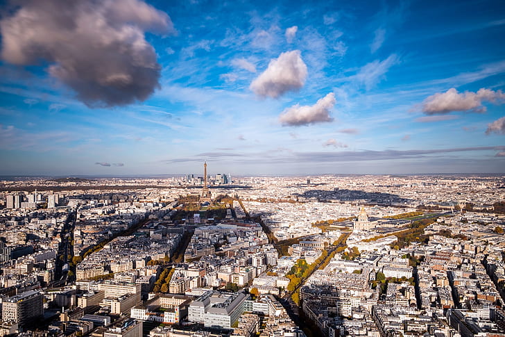 stadsbild, blå, himmel, Paris, Frankrike, HD tapet