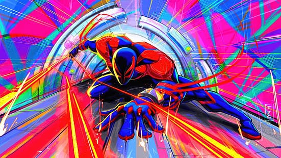 into the spiderverse, Miles Morales, Marvel Comics, Spider-Man, Spiderman Miles Morales, spiderverse, super heroi, animação, histórias em quadrinhos, macacão, Marvel Studios, HD papel de parede HD wallpaper