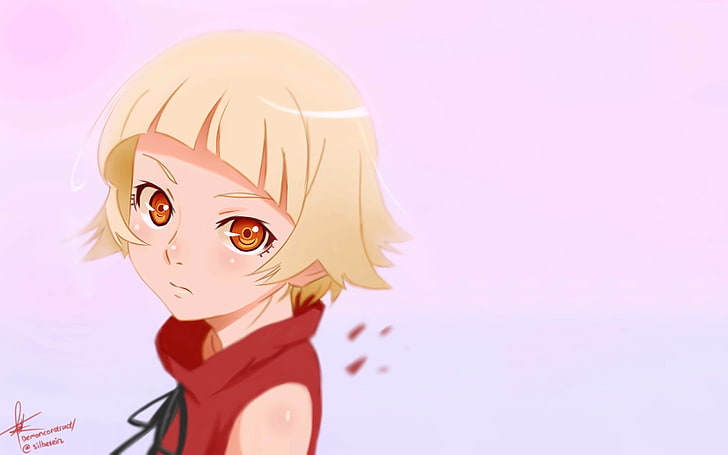 Monogatari-Serie, Anime-Mädchen, Oshino Shinobu, rote Augen, blond, HD-Hintergrundbild