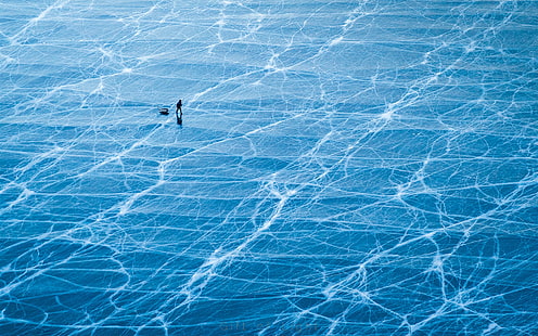 lake Baikal, ice surface, blue, Russia, frozen sea, Lake, Baikal, Ice, Surface, Blue, Russia, HD wallpaper HD wallpaper