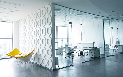 طلاء الجدران البيضاء ، المكتب ، الغرفة ، النمط ، الجدار ، التصميم الحديث، خلفية HD HD wallpaper