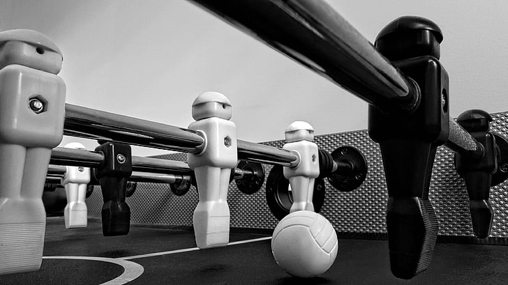 black and white, close up, fun, game, table football, HD wallpaper