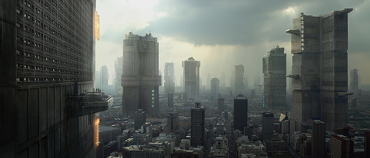 Vista superior del edificio de la ciudad, ciudad, juez Dredd, Fondo de pantalla HD HD wallpaper