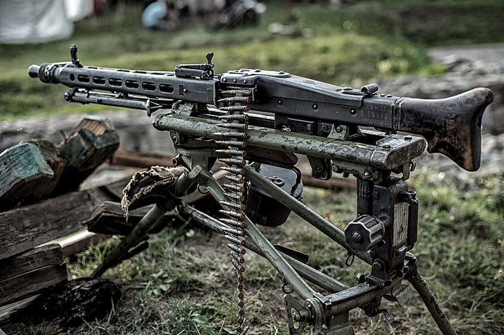 black MSG rifle, weapons, war, machine gun, German, world, Second, times, MG 42, single, (Machine gun 42), HD wallpaper