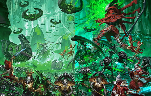 tentara, eldar, pertempuran, necron, Warhammer 40 000, banshees, monolith, C'tan, ghost knight, Wallpaper HD HD wallpaper