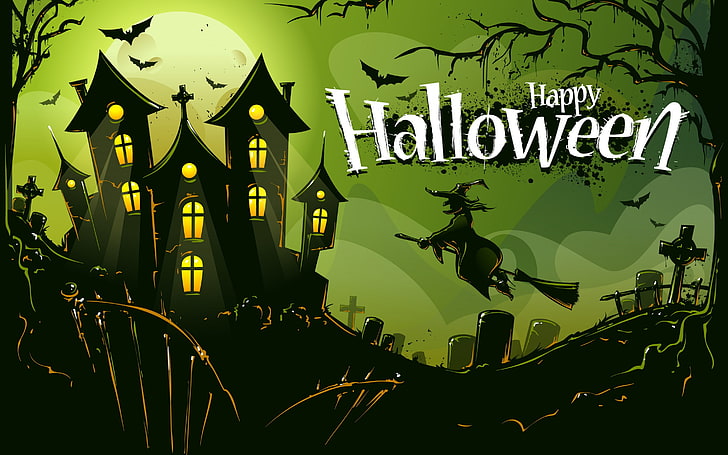 Castillo de Halloween, Señalización de Feliz Halloween, Festivales / Fiestas, Halloween, festival, castillo, Fondo de pantalla HD