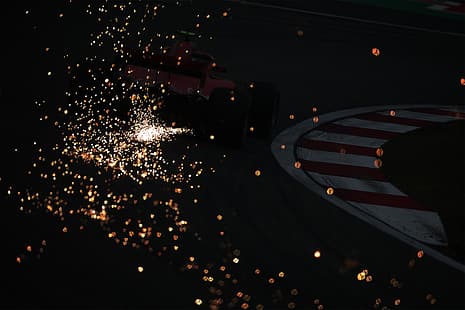  Formula 1, spark, dark, sparks, HD wallpaper HD wallpaper