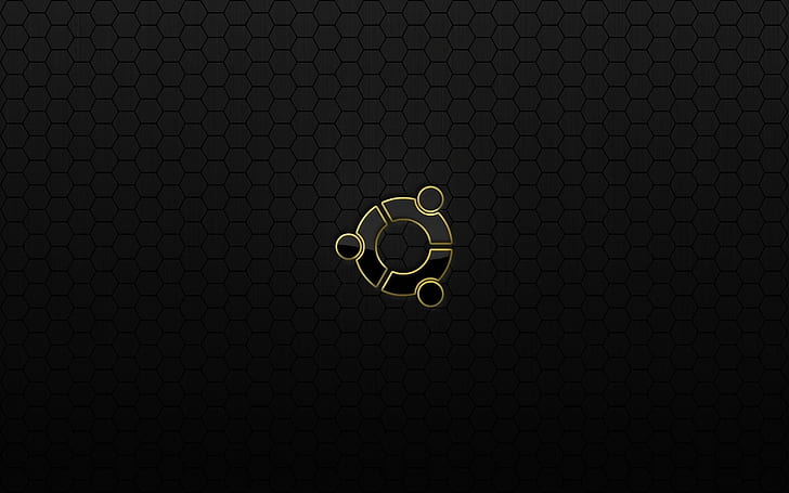 ubuntu, os, logo, czarny, żółty, Tapety HD