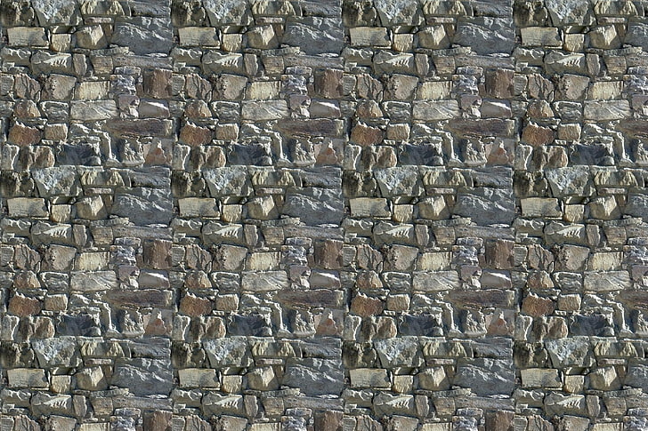 muro di mattoni in cemento beige e grigio, pietre, sfondo, muraglia, mattoni, tessitura, rilievo, Sfondo HD