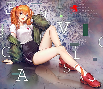 Neon Genesis Evangelion, gadis anime, Asuka Langley Soryu, ponytail, Wallpaper HD HD wallpaper