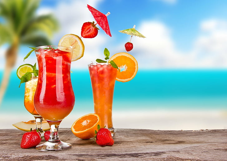 Speisen, Cocktail, Schärfentiefe, Getränk, Obst, Glas, Sommer, Tropisch, HD-Hintergrundbild