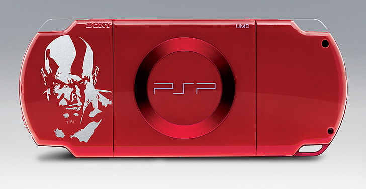 video games red system sony psp console kratos 3600x1864  Video Games Kratos HD Art , red, Video Games, HD wallpaper