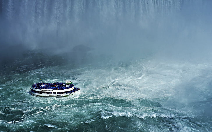 Ниагарский водопад, лодка, HD обои