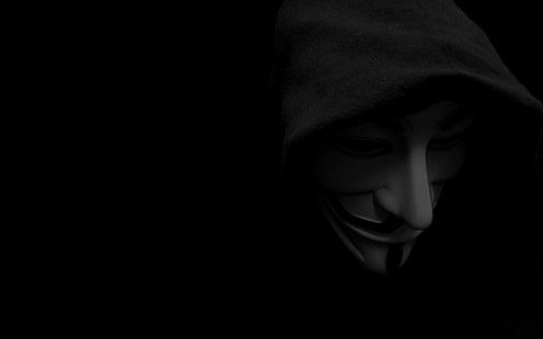 sfondo di guy fawkes, V per Vendetta, anonimo, maschera, scuro, monocromatico, Sfondo HD HD wallpaper
