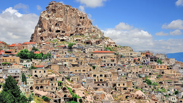 Cappadocia, città, paesaggio urbano, Turchia, Sfondo HD