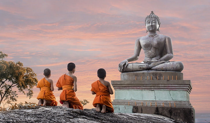 monks, Thailand, HD wallpaper
