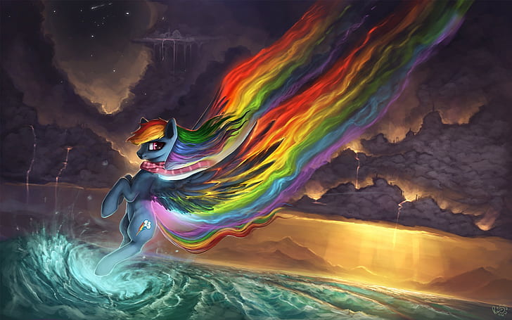 My Little Pony, Artwork, Rainbows, my little pony illustration, my little pony, artwork, rainbows, 1920x1200, Fondo de pantalla HD