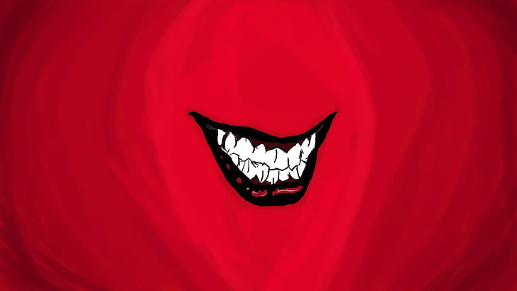 red, white, and black smiling teeth illustration, Joker, mouth, Heath Ledger, HD wallpaper