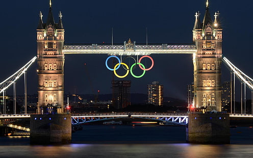 Лондонски мост 2012 Олимпийски игри, кръгове, олимпиада, спортисти, Лондон, 2012, HD тапет HD wallpaper