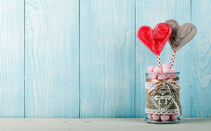 Lollipops, Candies, Love hearts, HD wallpaper