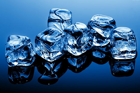 ice, cubes, Blue, frozen, Water, background, HD wallpaper HD wallpaper