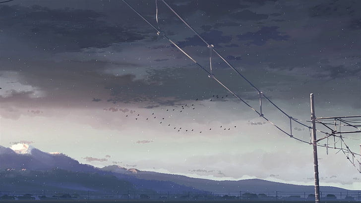 5 centimetri al secondo, anime, Makoto Shinkai, Sfondo HD