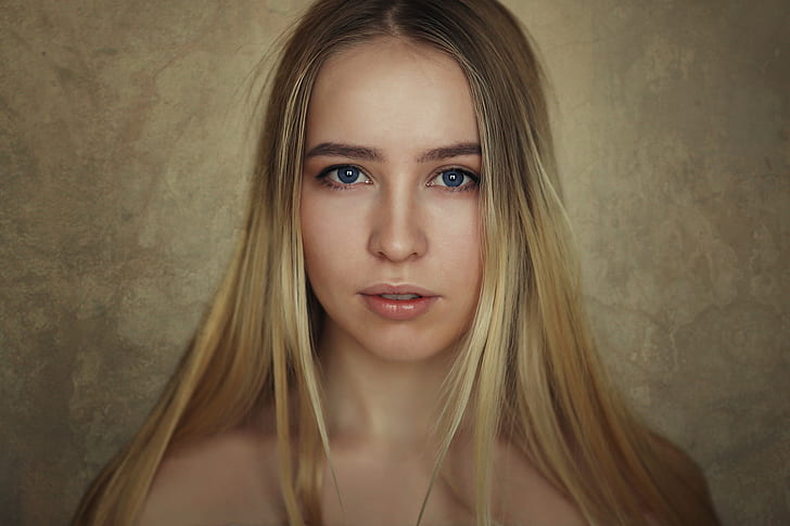 Frauen, Gesicht, Porträt, blond, blaue Augen, langes Haar, glattes Haar, HD-Hintergrundbild