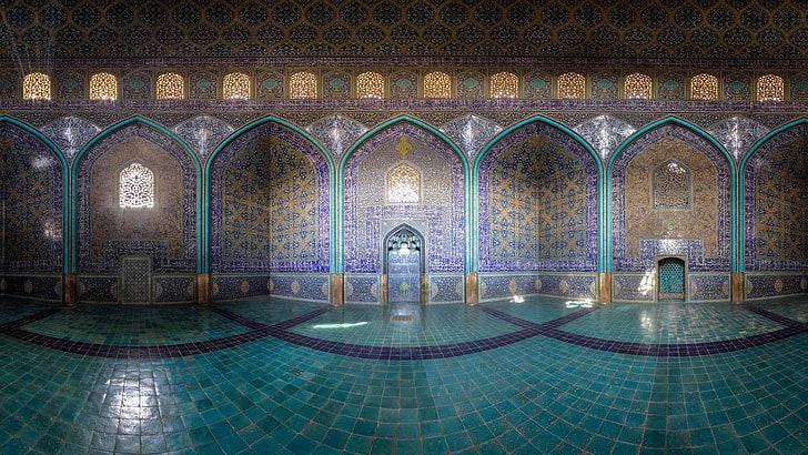 masjid, Iran, arsitektur, lengkungan, simetri, bangunan, situs bersejarah, Wallpaper HD